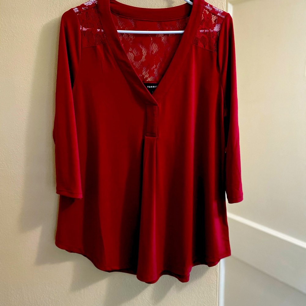 Torrid BRAND NEW maroon lace blouse